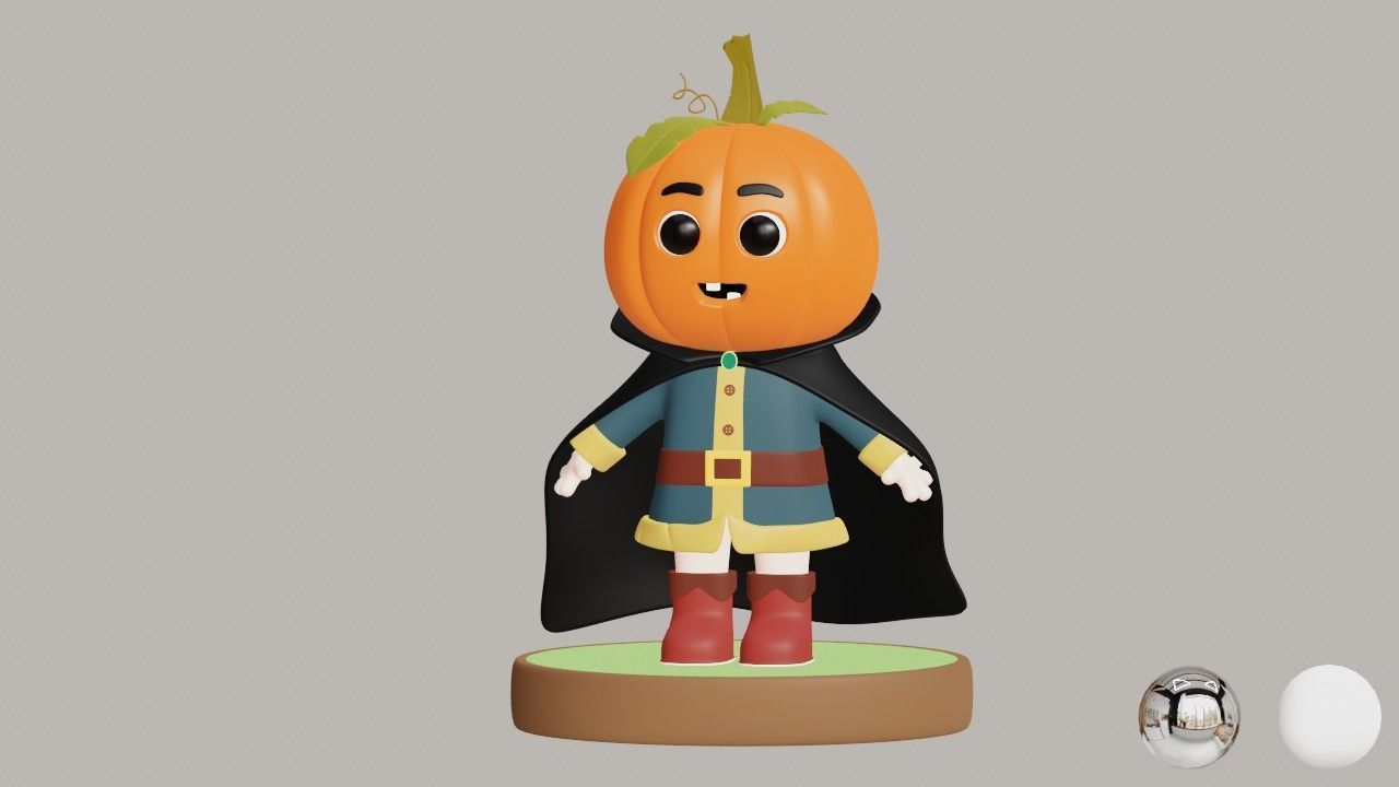 Pumpkin Character 3d model Low-poly 3D model_10