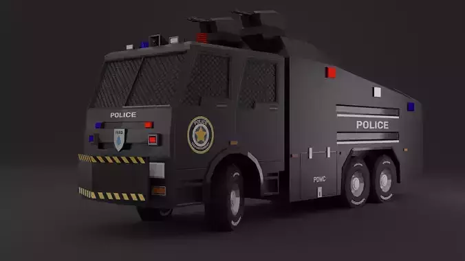Police Water Cannon Truck Lowpoly 3D Model 3D model