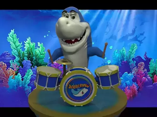 JabberJaw shark holding drum 3D print model