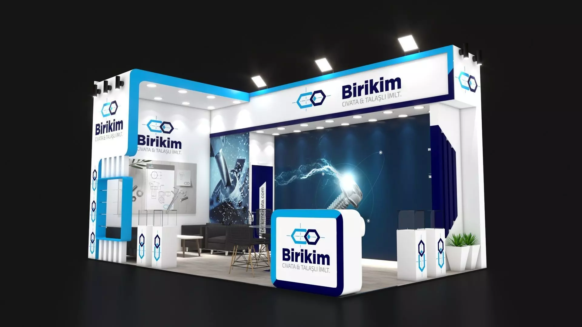 Booth Exhibition Stand Stall 600x450cm Height 366cm 2side open 3D model_0