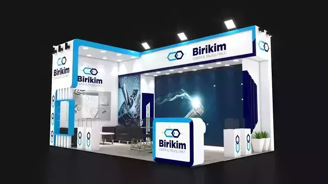 Booth Exhibition Stand Stall 600x450cm Height 366cm 2side open 3D model