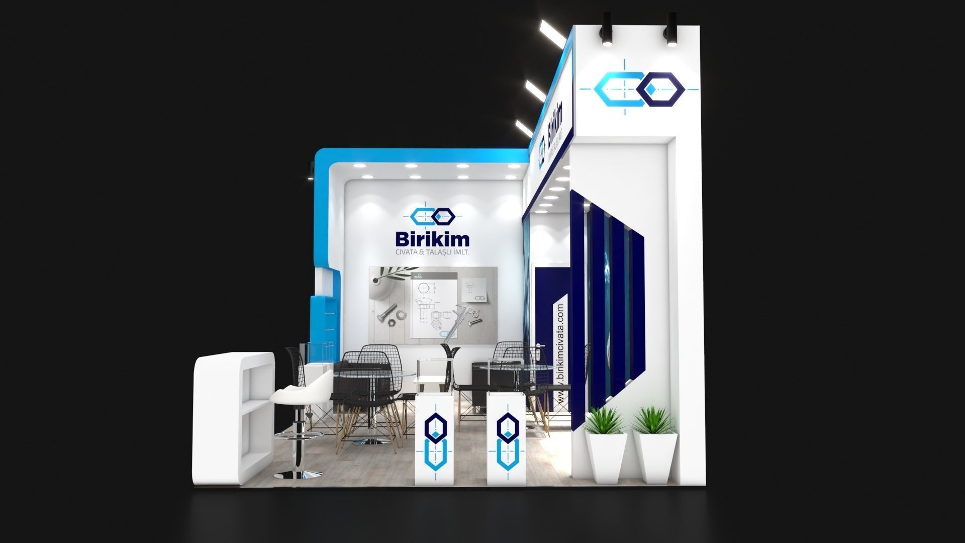 Booth Exhibition Stand Stall 600x450cm Height 366cm 2side open 3D model_4