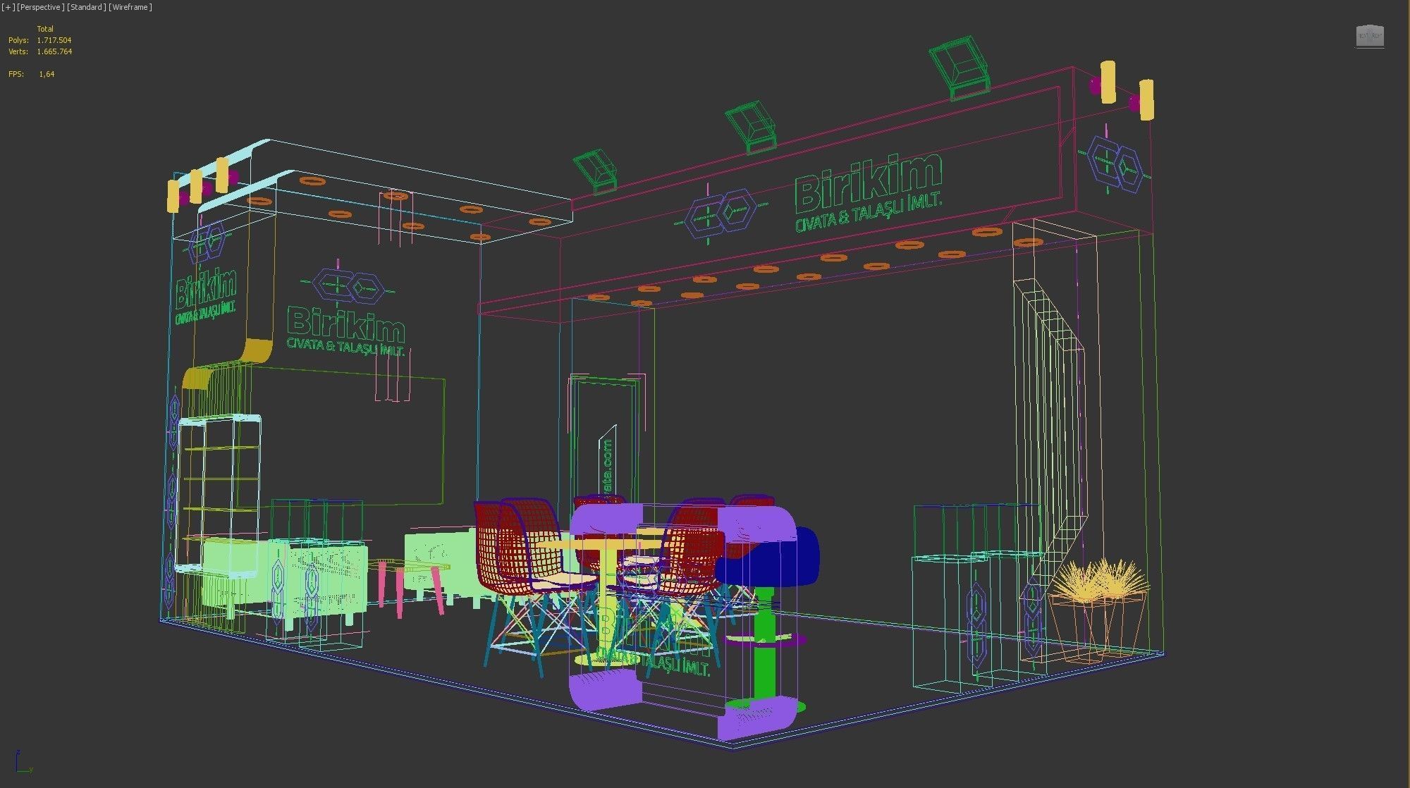 Booth Exhibition Stand Stall 600x450cm Height 366cm 2side open 3D model_7