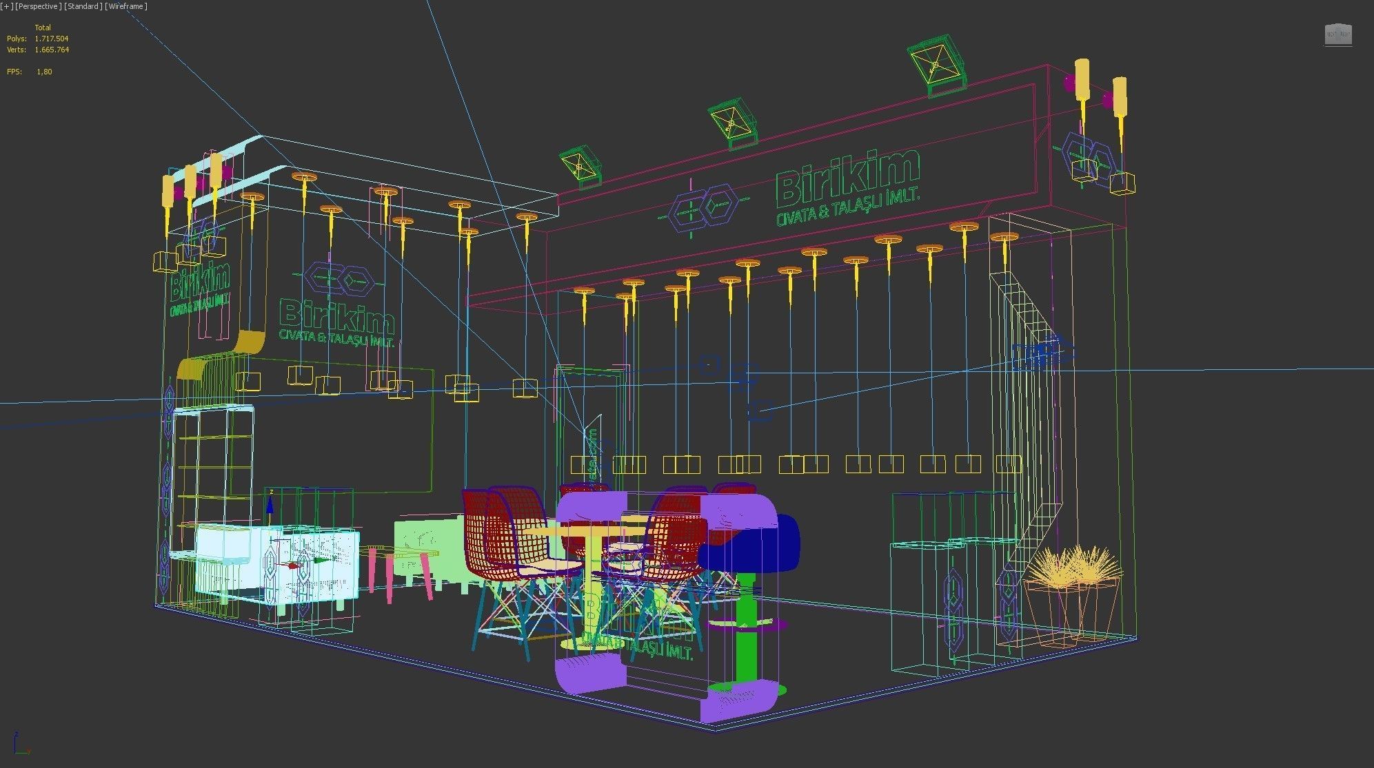 Booth Exhibition Stand Stall 600x450cm Height 366cm 2side open 3D model_6