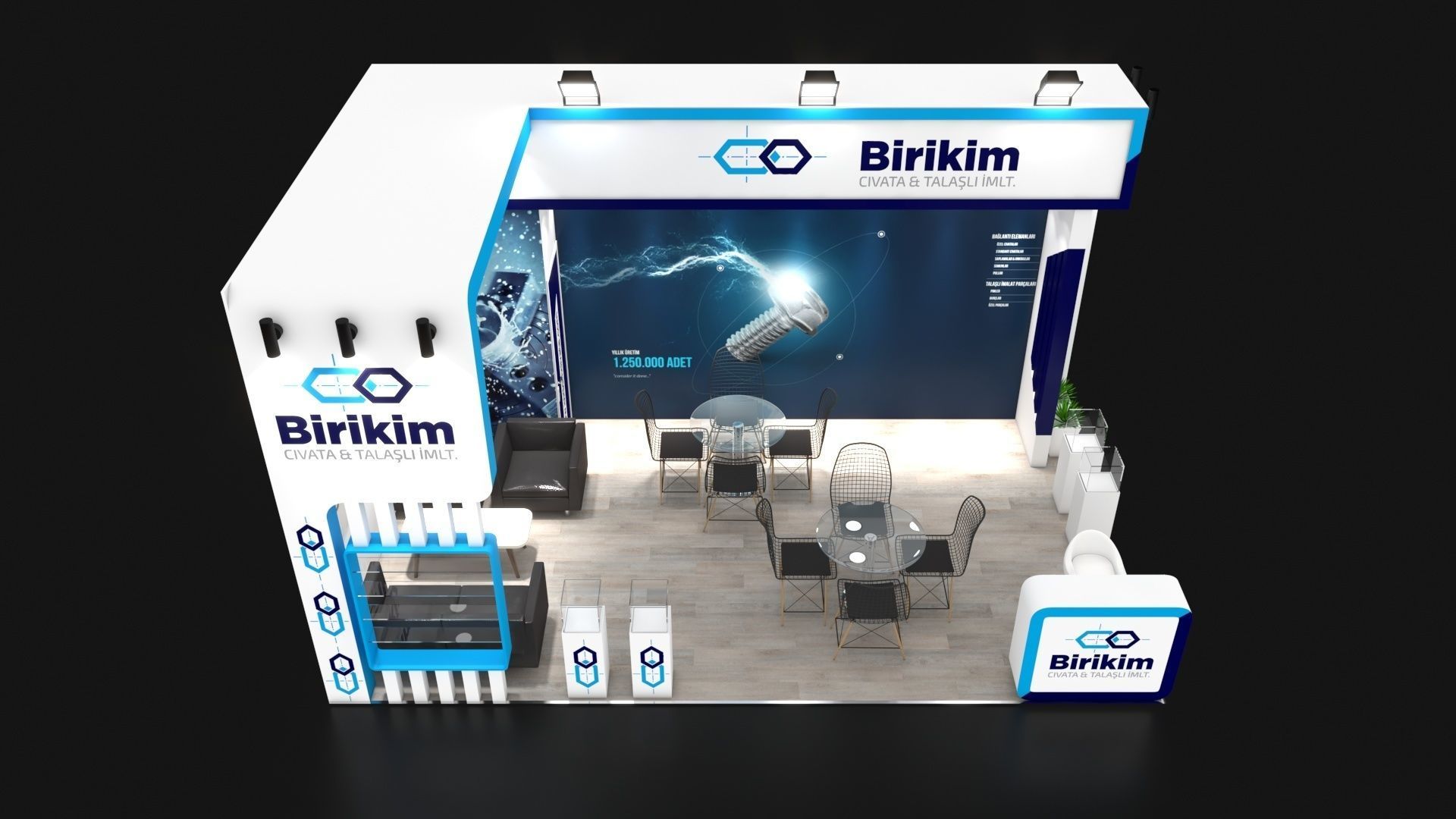 Booth Exhibition Stand Stall 600x450cm Height 366cm 2side open 3D model_2