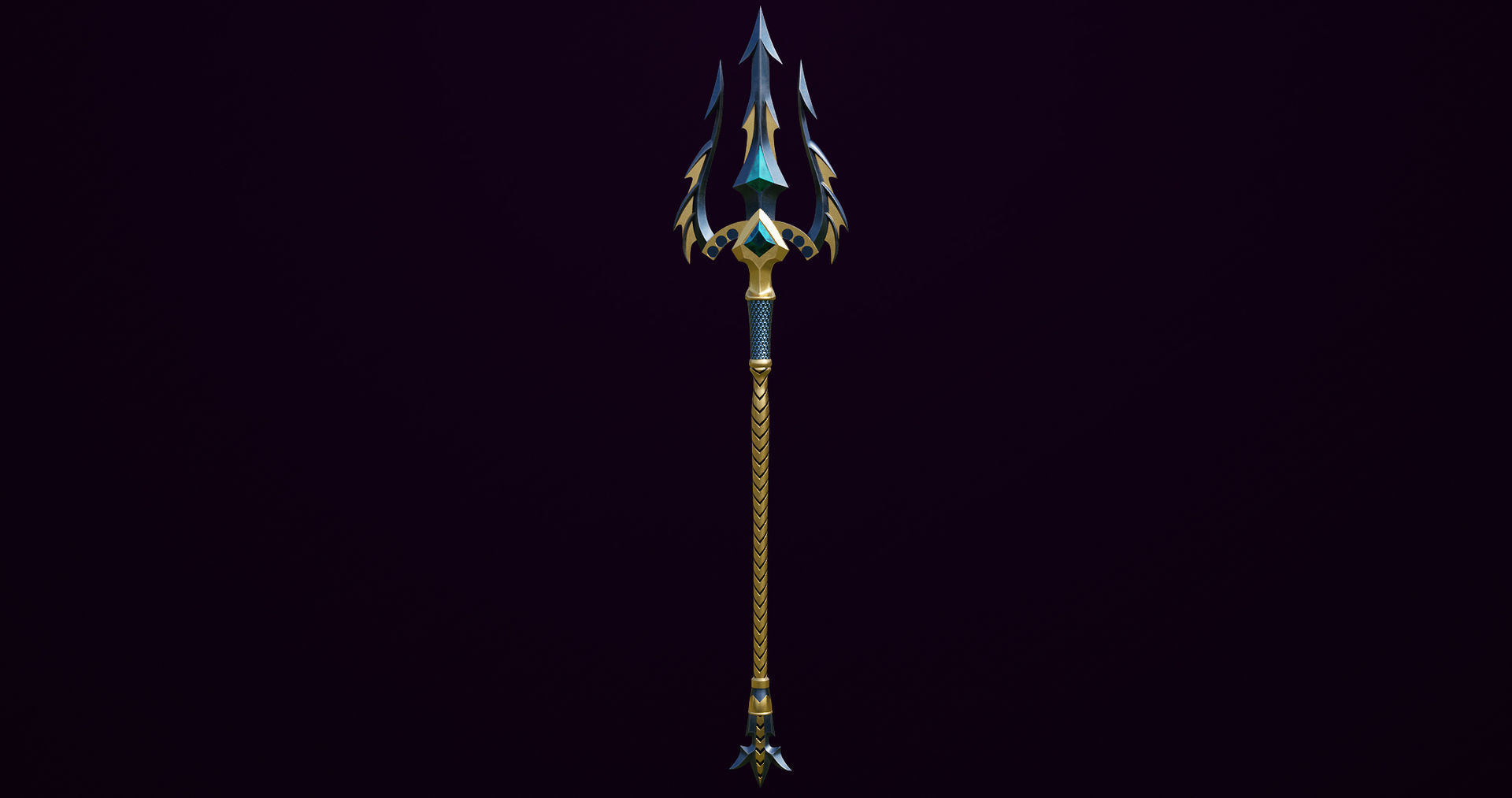 Fantasy Trident 01 All PBR Unity UE Textures Included Low-poly 3D model_4