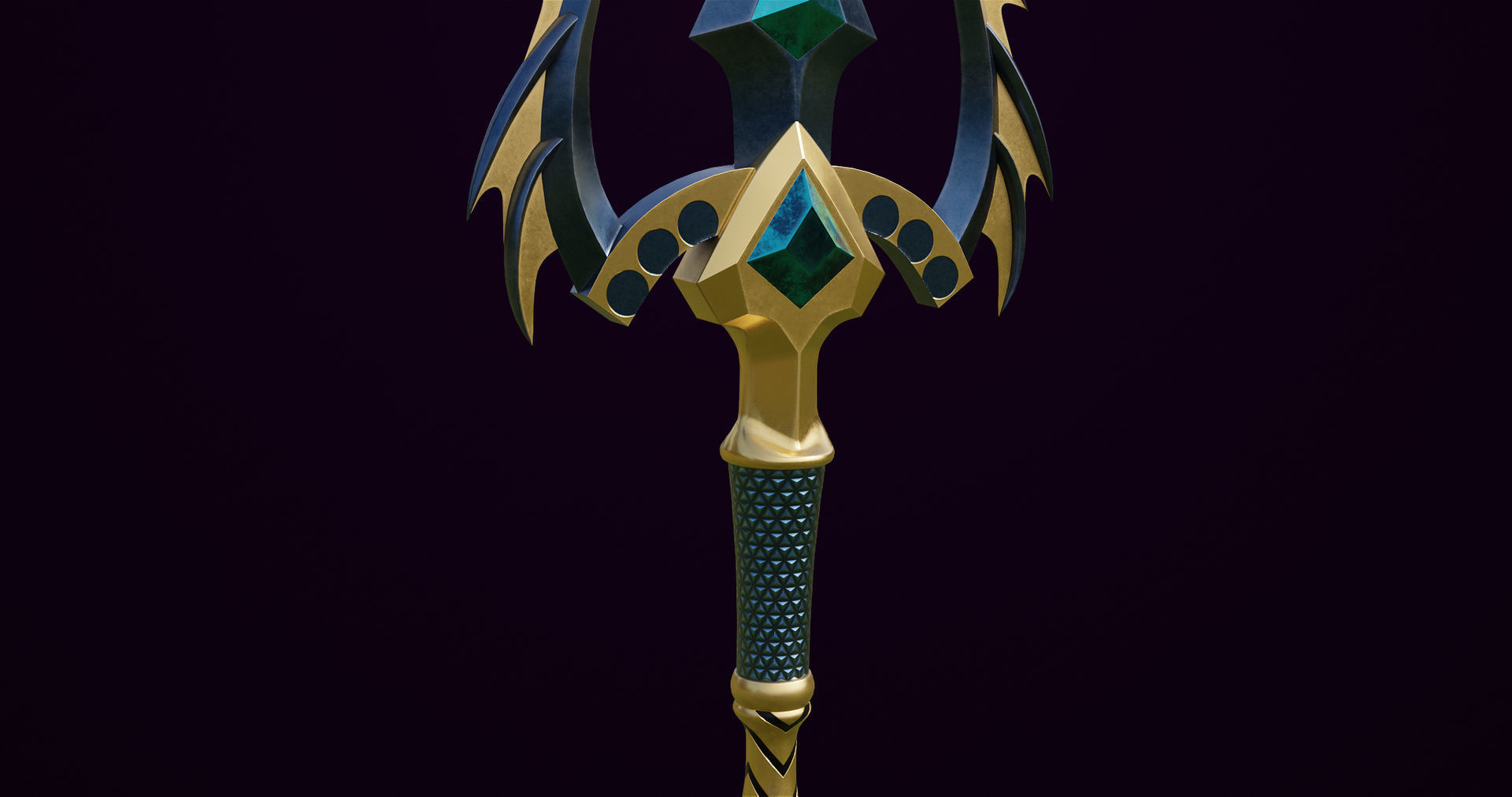 Fantasy Trident 01 All PBR Unity UE Textures Included Low-poly 3D model_9