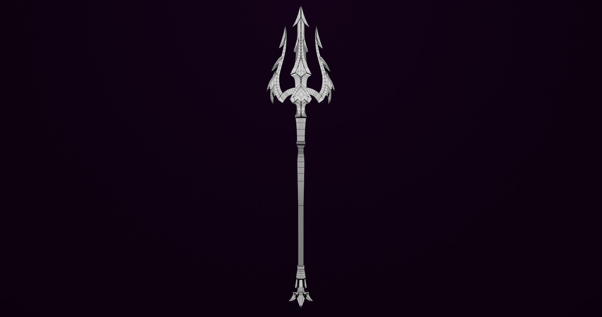 Fantasy Trident 01 All PBR Unity UE Textures Included Low-poly 3D model_14
