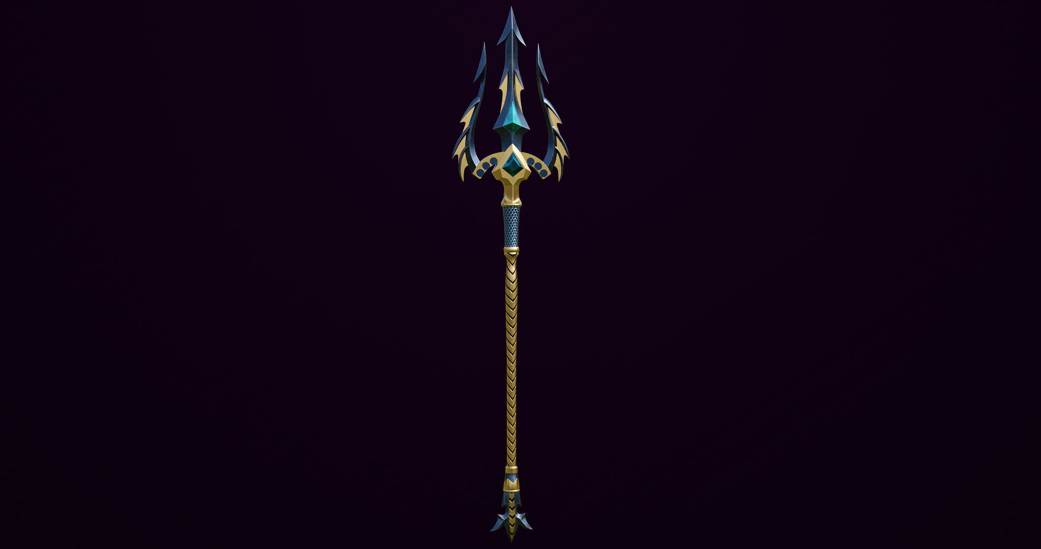 Fantasy Trident 01 All PBR Unity UE Textures Included Low-poly 3D model_2