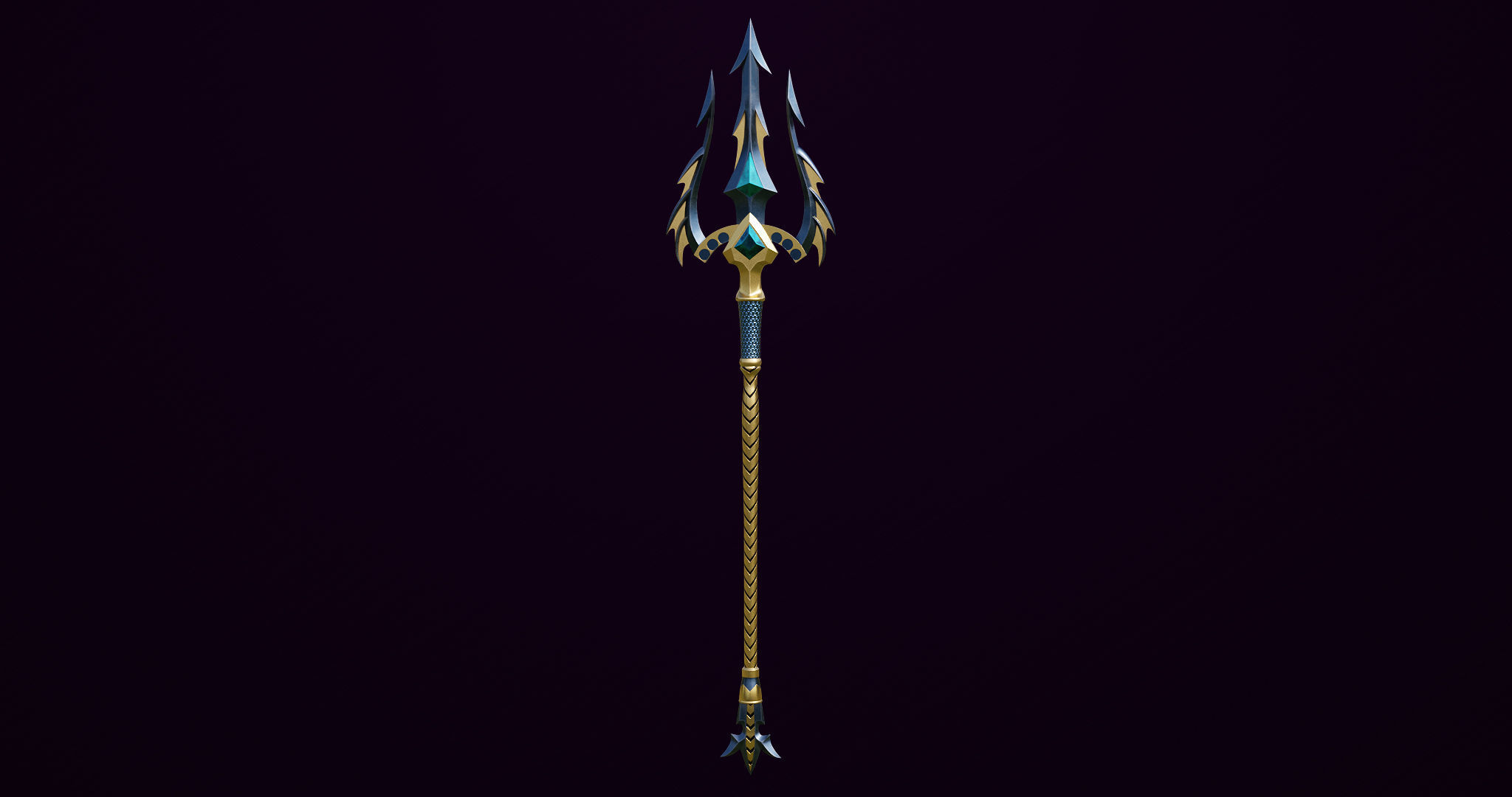 Fantasy Trident 01 All PBR Unity UE Textures Included Low-poly 3D model_6