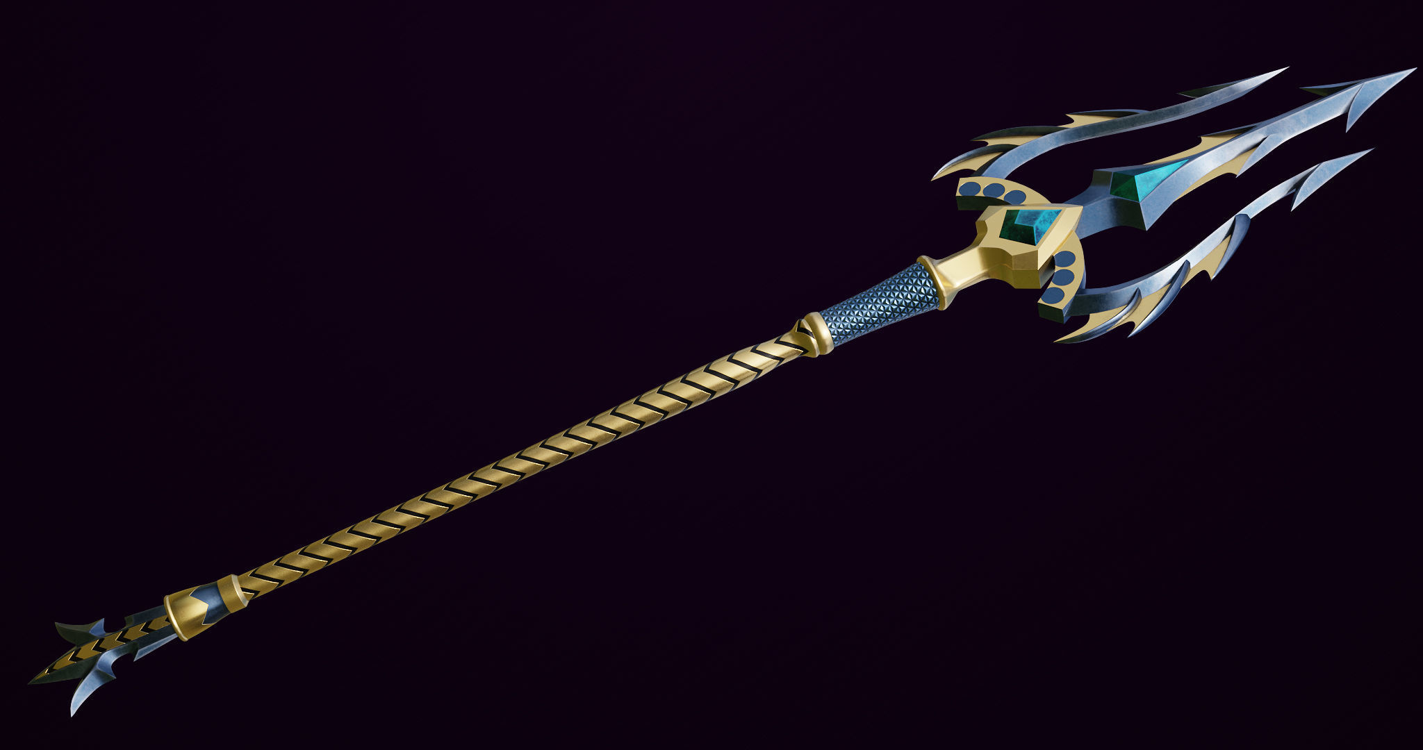 Fantasy Trident 01 All PBR Unity UE Textures Included Low-poly 3D model_5