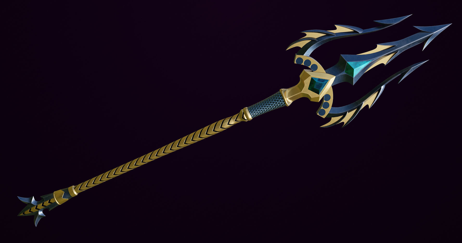 Fantasy Trident 01 All PBR Unity UE Textures Included Low-poly 3D model_12