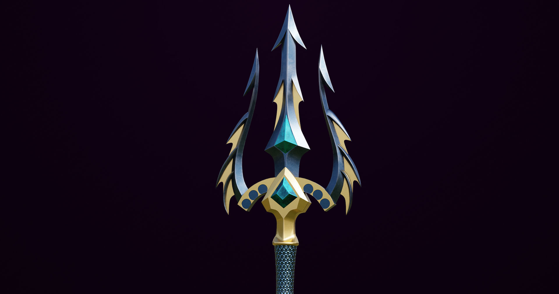 Fantasy Trident 01 All PBR Unity UE Textures Included Low-poly 3D model_8