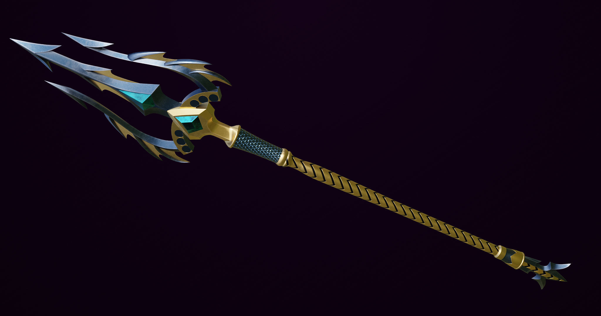 Fantasy Trident 01 All PBR Unity UE Textures Included Low-poly 3D model_7