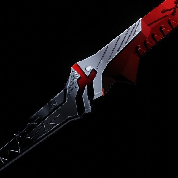 Metal Red Katana PBR low-poly game ready Low-poly 3D model_4