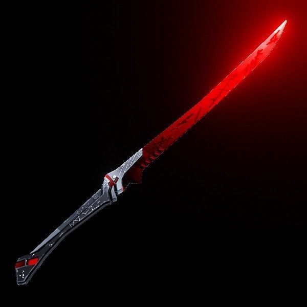 Metal Red Katana PBR low-poly game ready Low-poly 3D model_3
