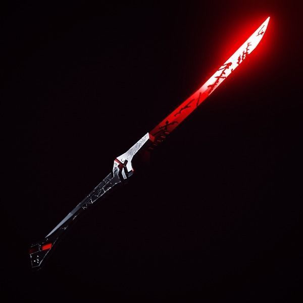 Metal Red Katana PBR low-poly game ready Low-poly 3D model_1