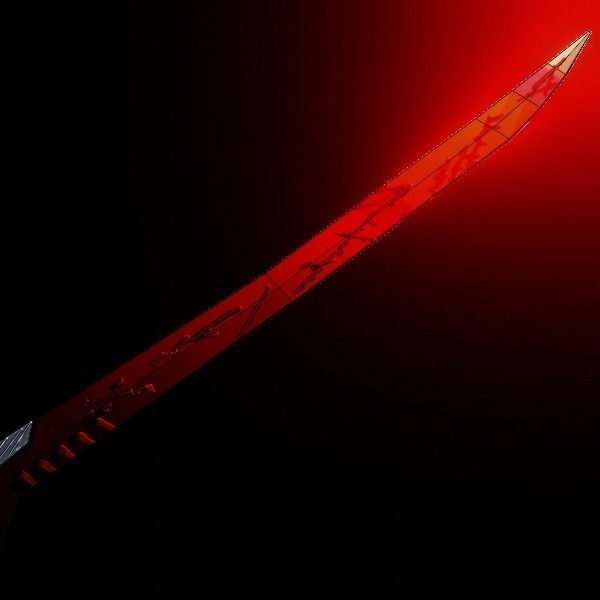 Metal Red Katana PBR low-poly game ready Low-poly 3D model_8