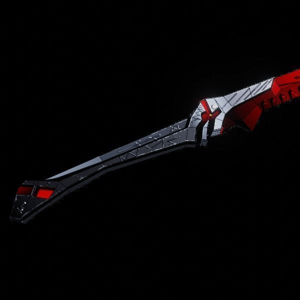 Metal Red Katana PBR low-poly game ready Low-poly 3D model_7