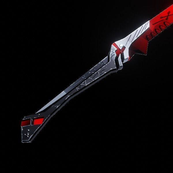 Metal Red Katana PBR low-poly game ready Low-poly 3D model_2