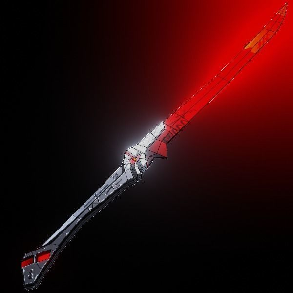 Metal Red Katana PBR low-poly game ready Low-poly 3D model_6