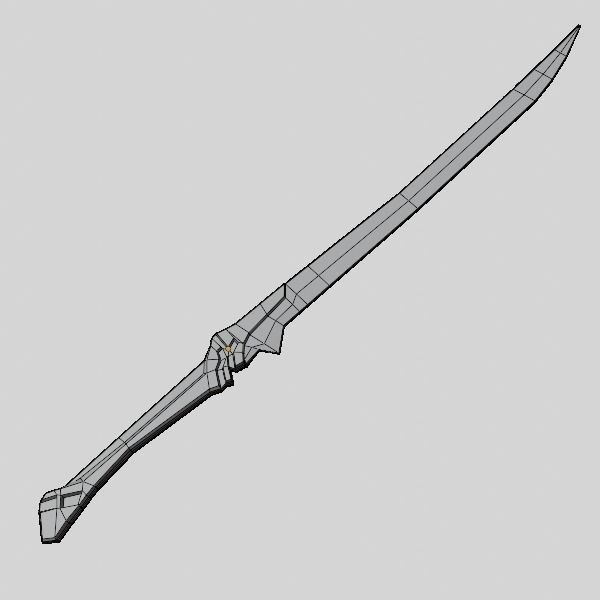 Metal Red Katana PBR low-poly game ready Low-poly 3D model_9