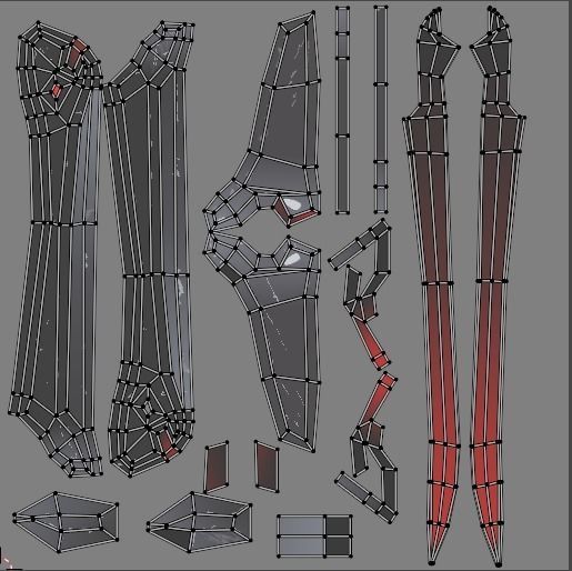 Metal Red Katana PBR low-poly game ready Low-poly 3D model_12