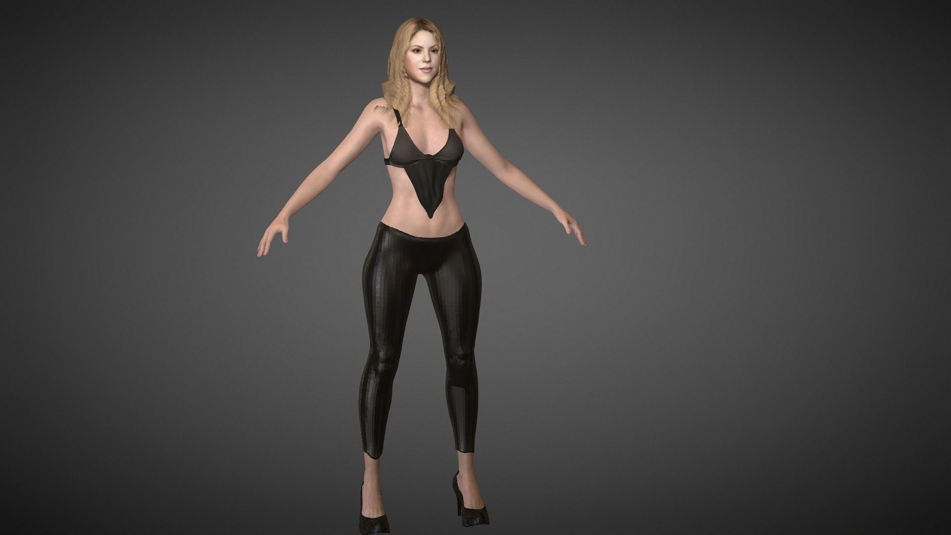 Shakira woman leggings Low-poly 3D model_5