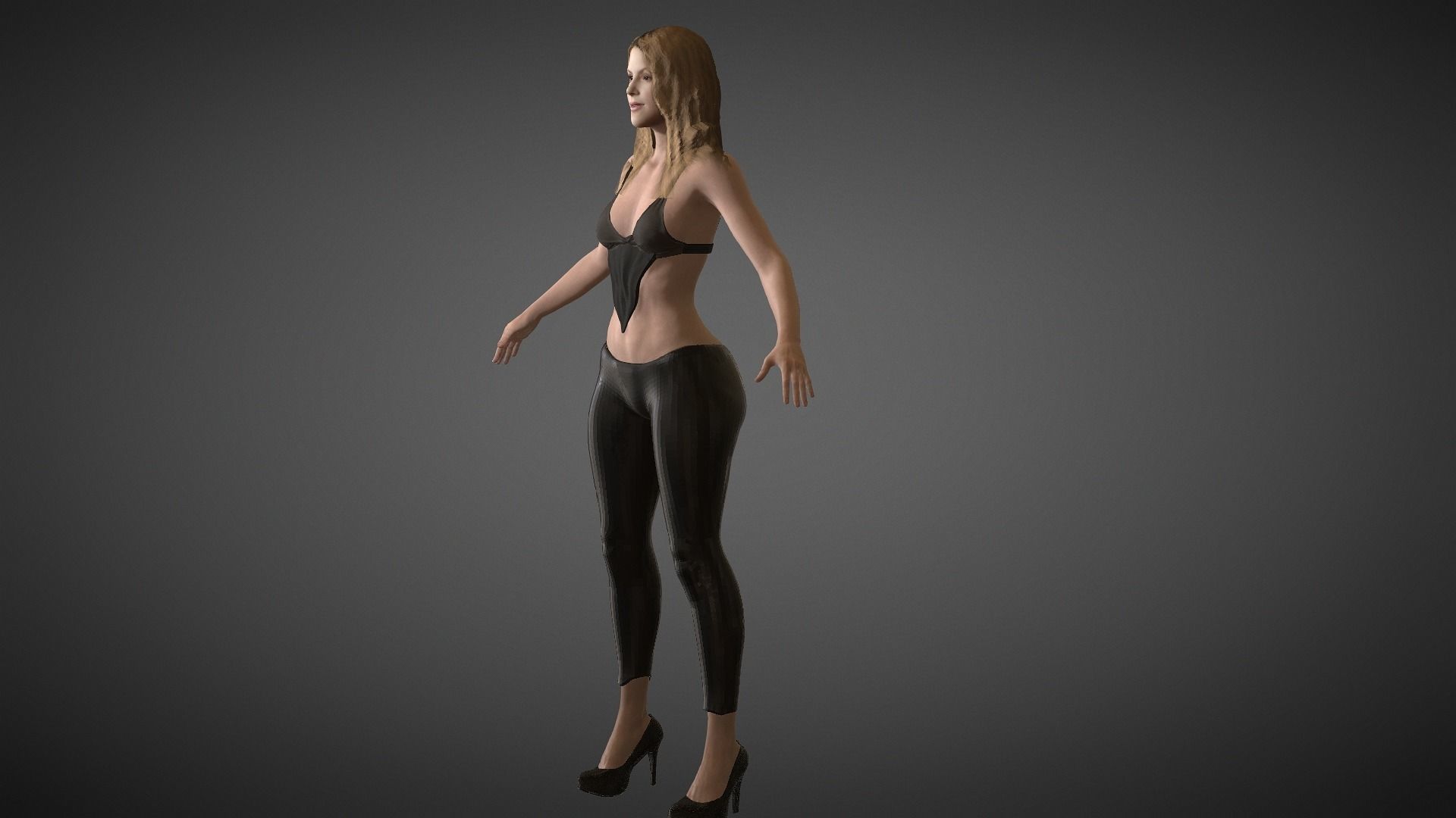 Shakira woman leggings Low-poly 3D model_3