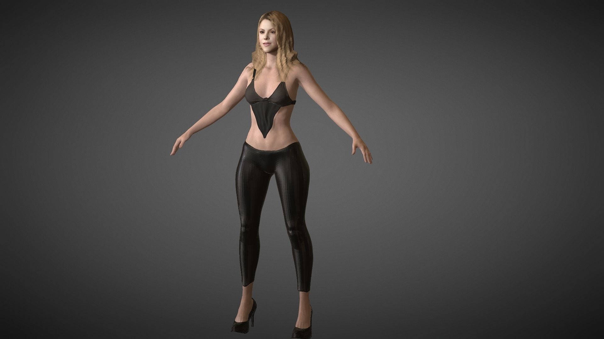 Shakira woman leggings Low-poly 3D model_2