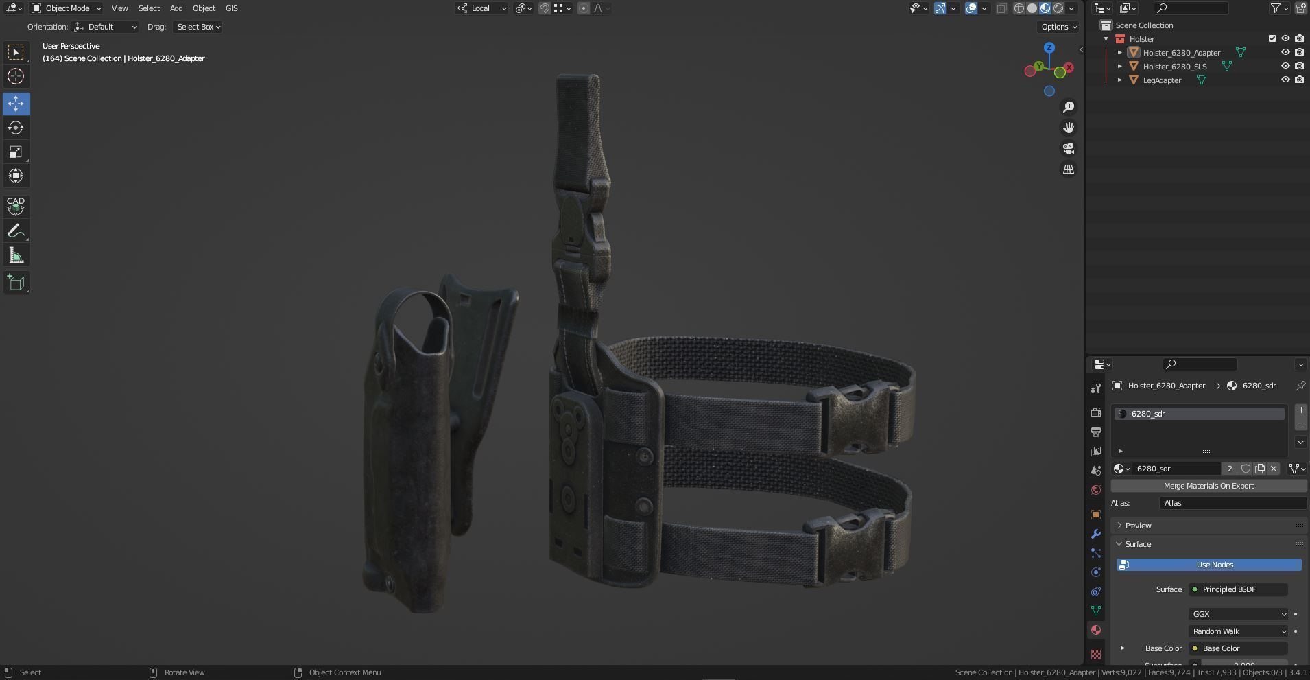 MILITARY Holster Safariland 6820 SLS Low-poly 3D model_10