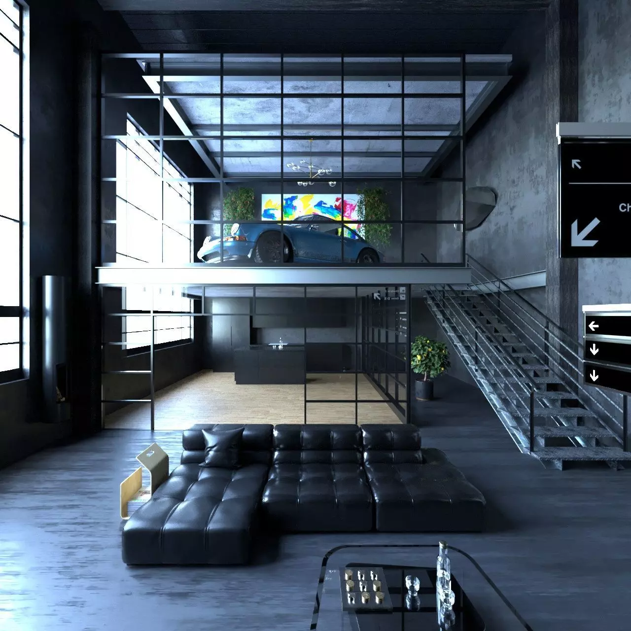 Man Cave in cinema 4D Corona render 3D model_0