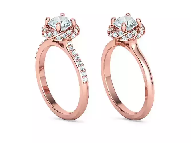 Isabella Halo Engagement Ring 1ct Stone Two versions 