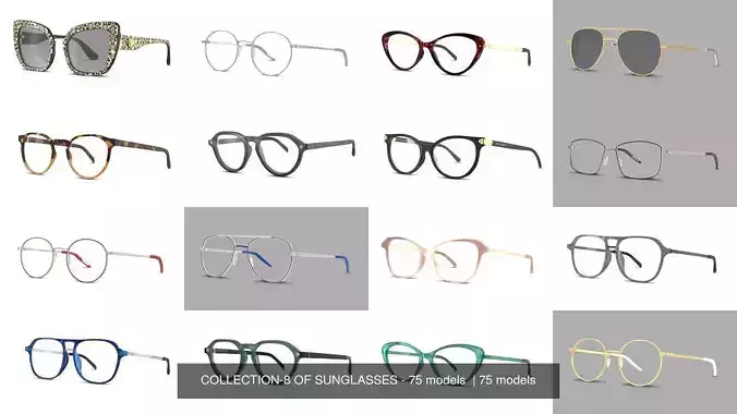 COLLECTION-8 OF SUNGLASSES - 75 models  