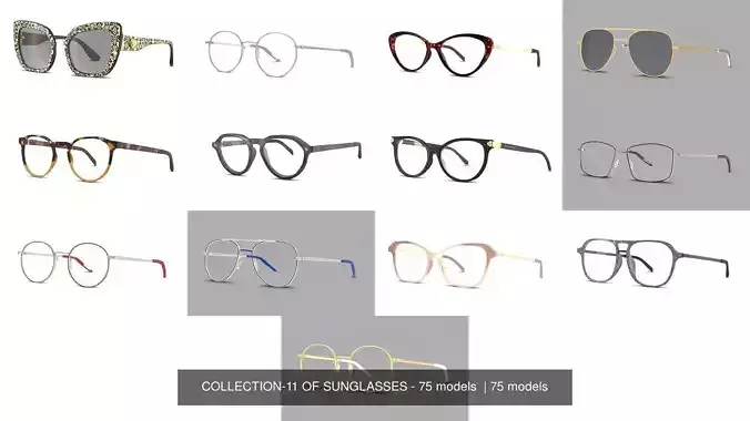 COLLECTION-11 OF SUNGLASSES - 75 models  