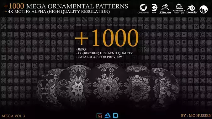   1000 Mega Pack Motifs Ornament Vol3 