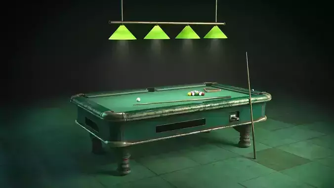 Pool table worn out Low-poly 3D model