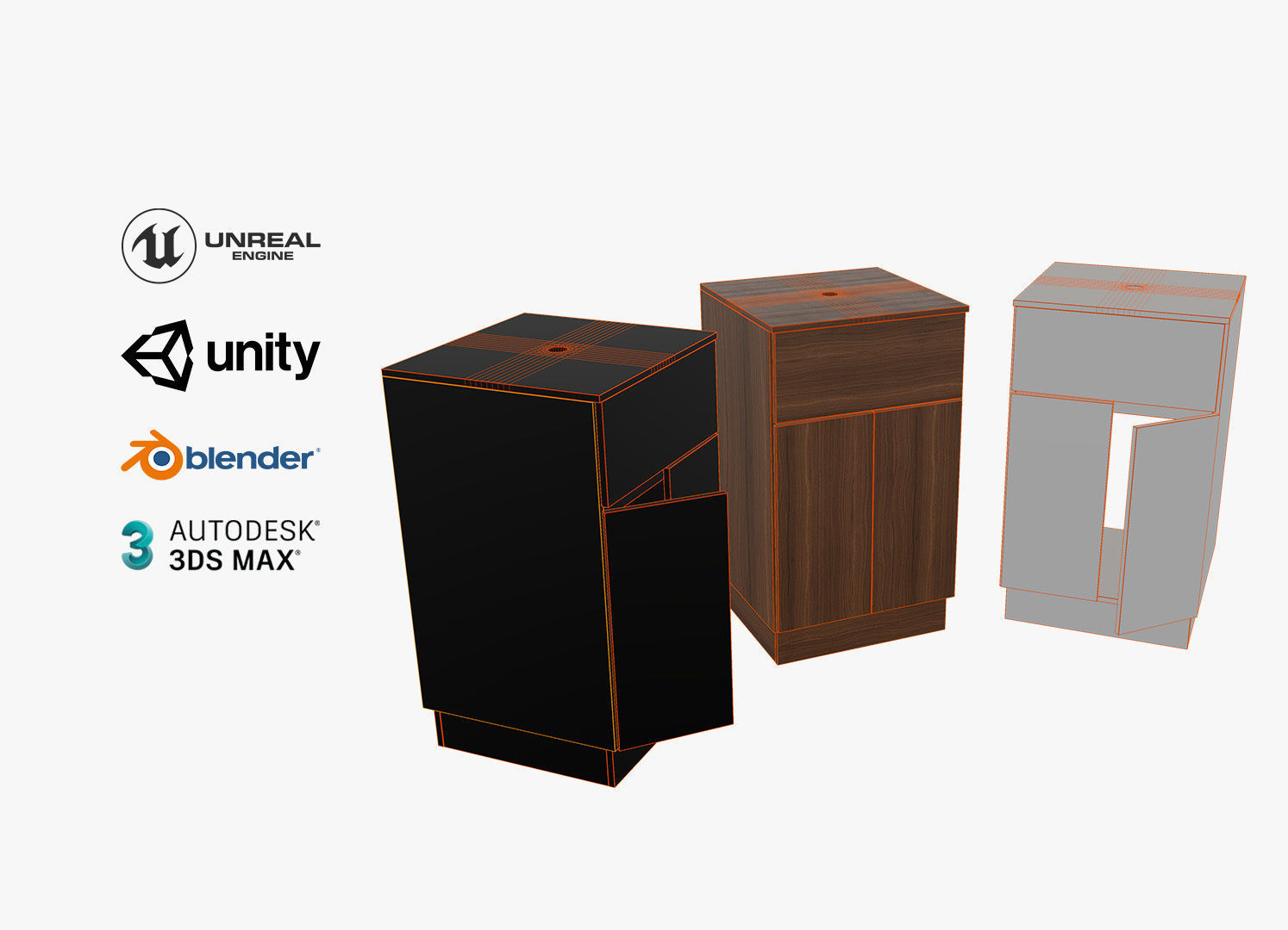 Bathroom Cabinet Low Poly Low-poly 3D model_4