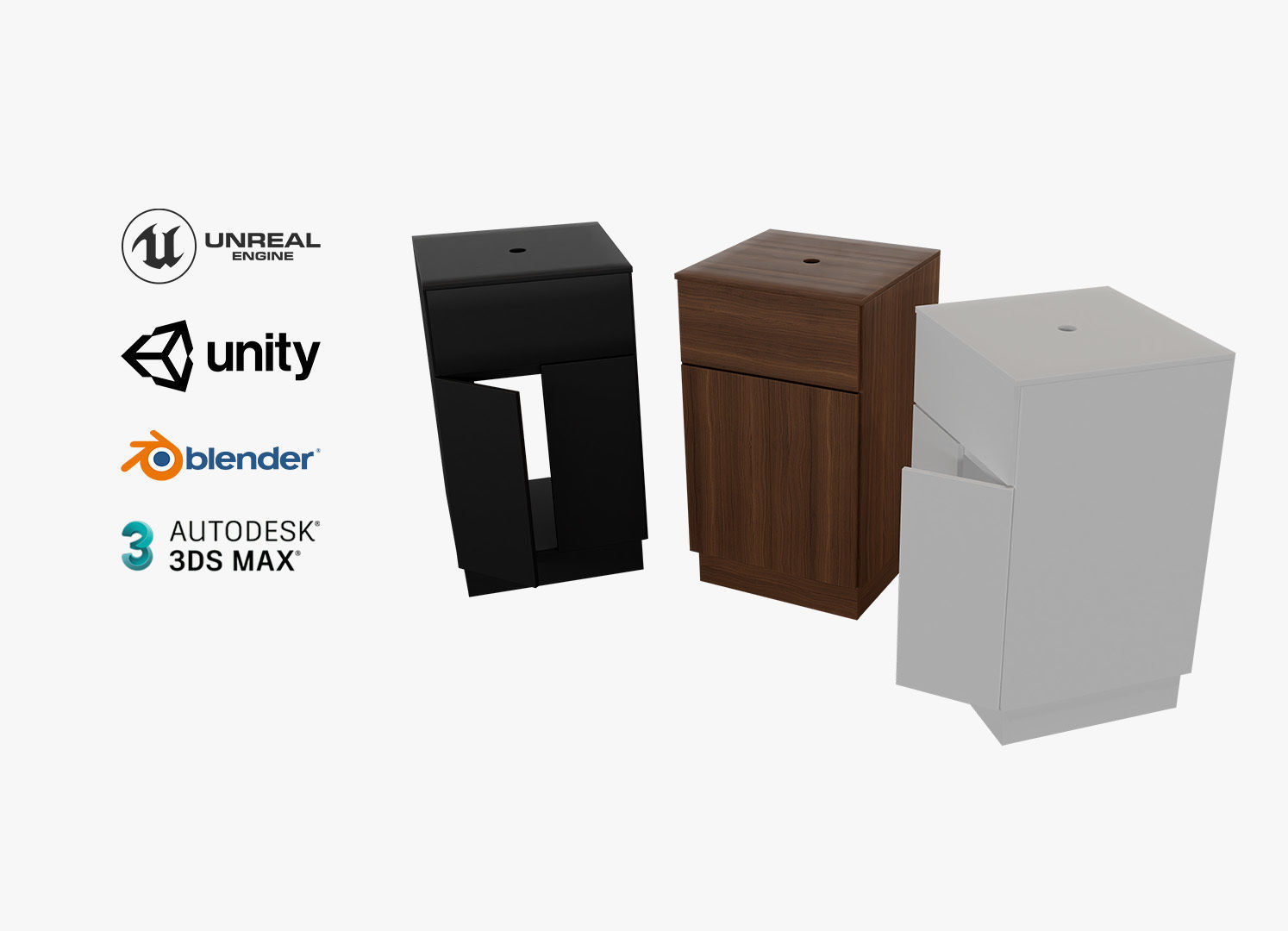 Bathroom Cabinet Low Poly Low-poly 3D model_2