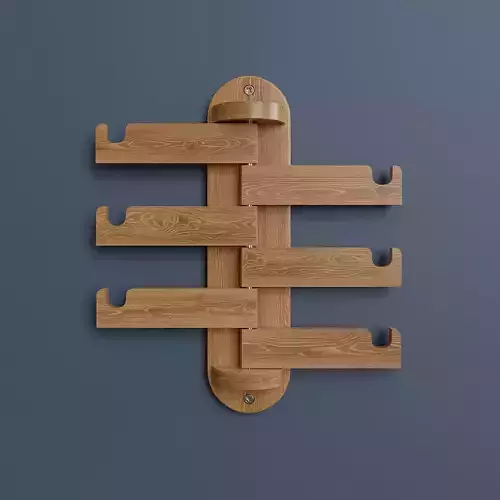 Wall mounted wooden clothes hanger Low-poly 3D model
