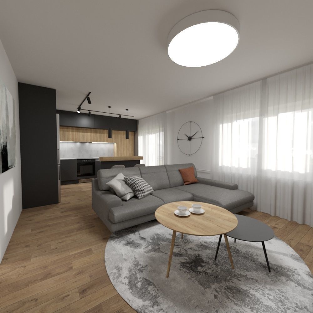 Black and wood interior 3D model | CGTrader