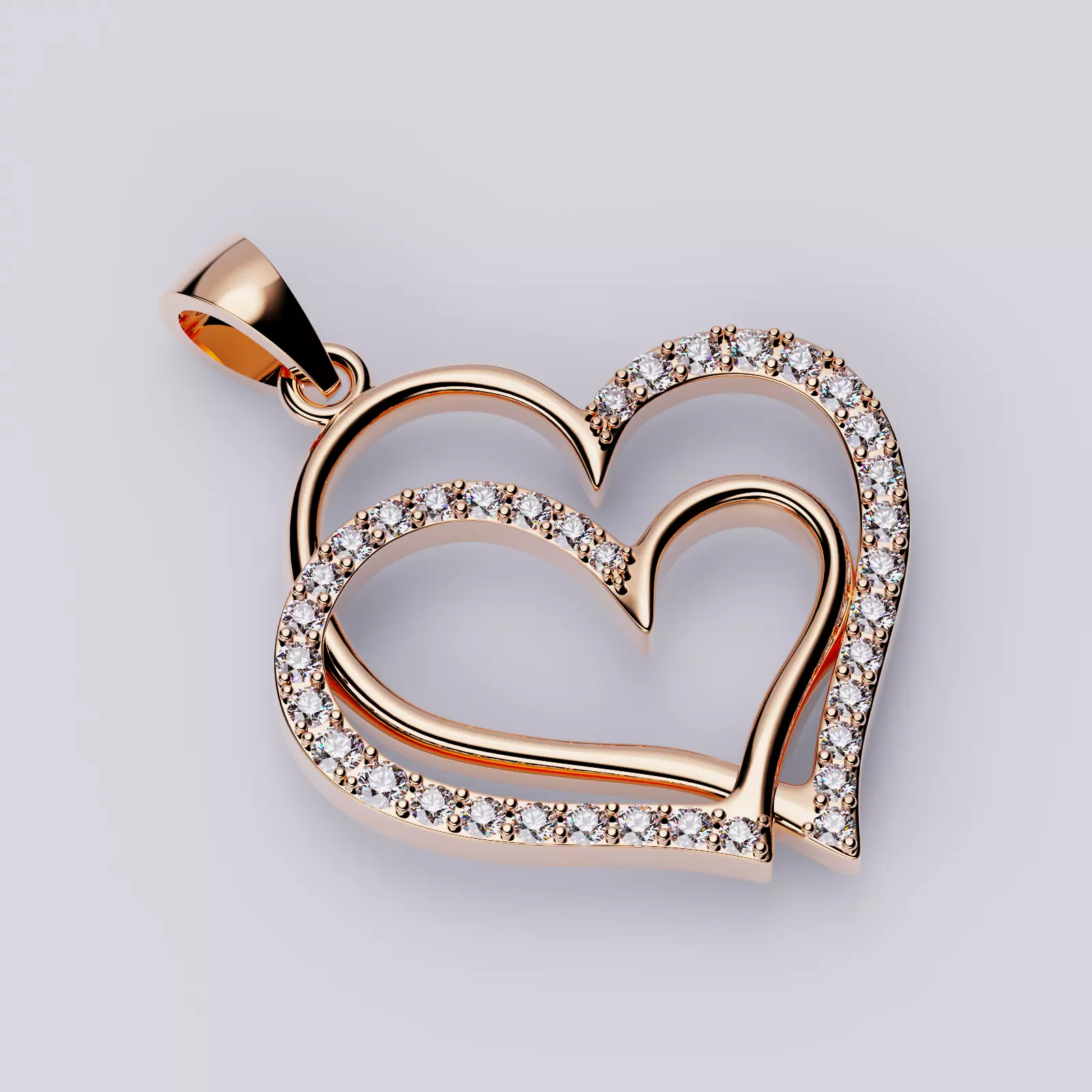 Pendant Heart Diamonds Style 10 3D print model_0