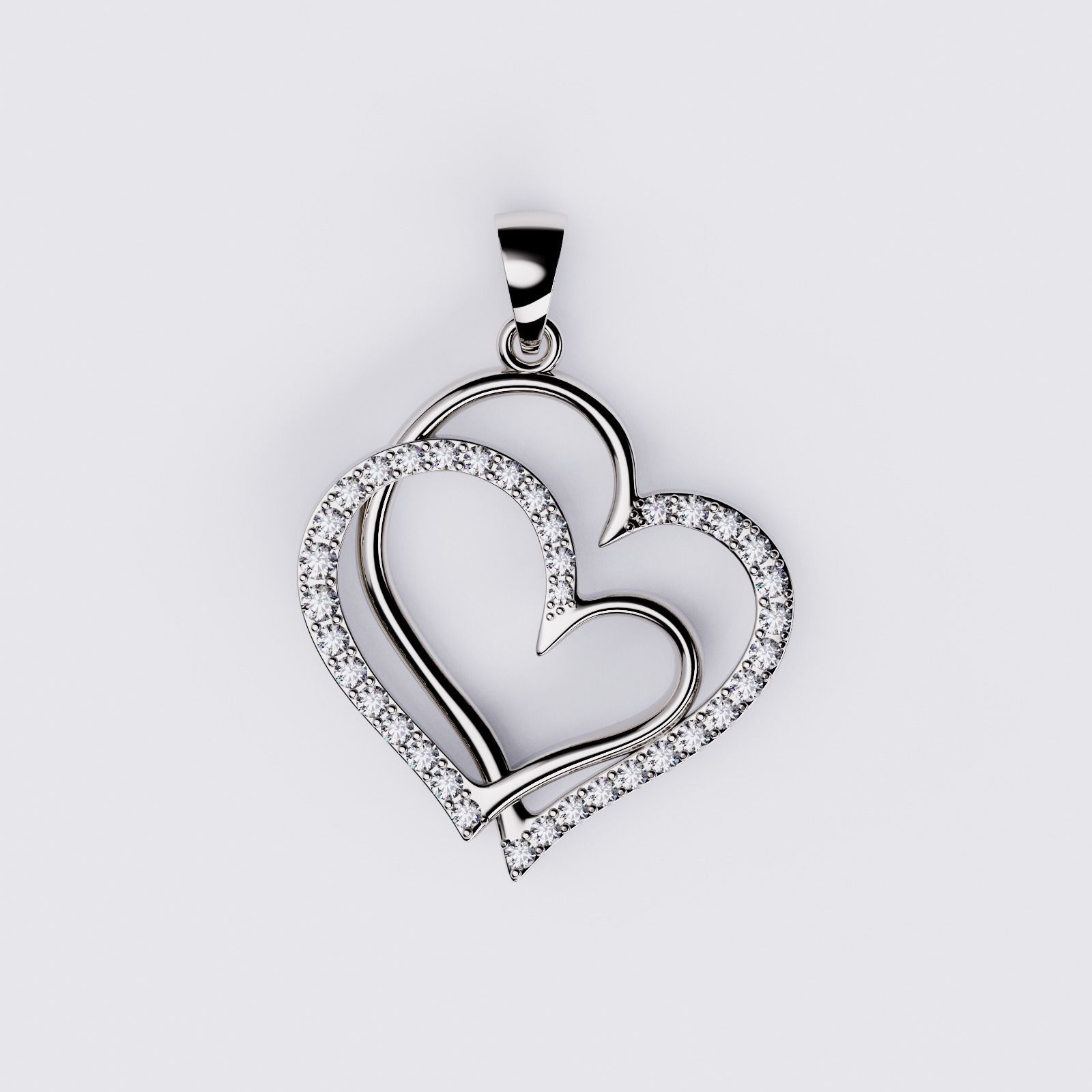 Pendant Heart Diamonds Style 10 3D print model_2
