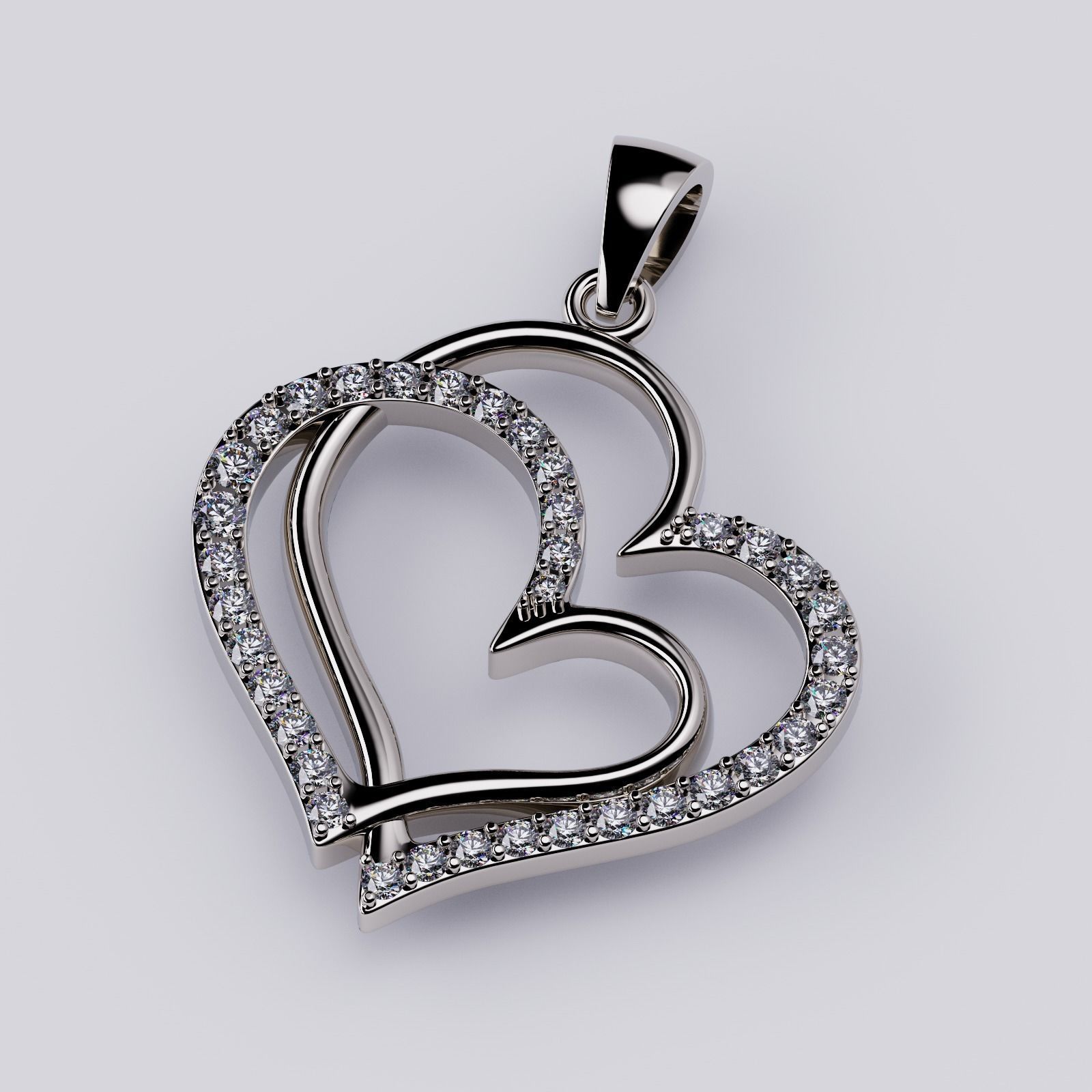 Pendant Heart Diamonds Style 10 3D print model_3