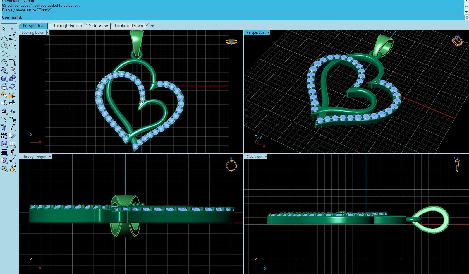 Pendant Heart Diamonds Style 10 3D print model_7