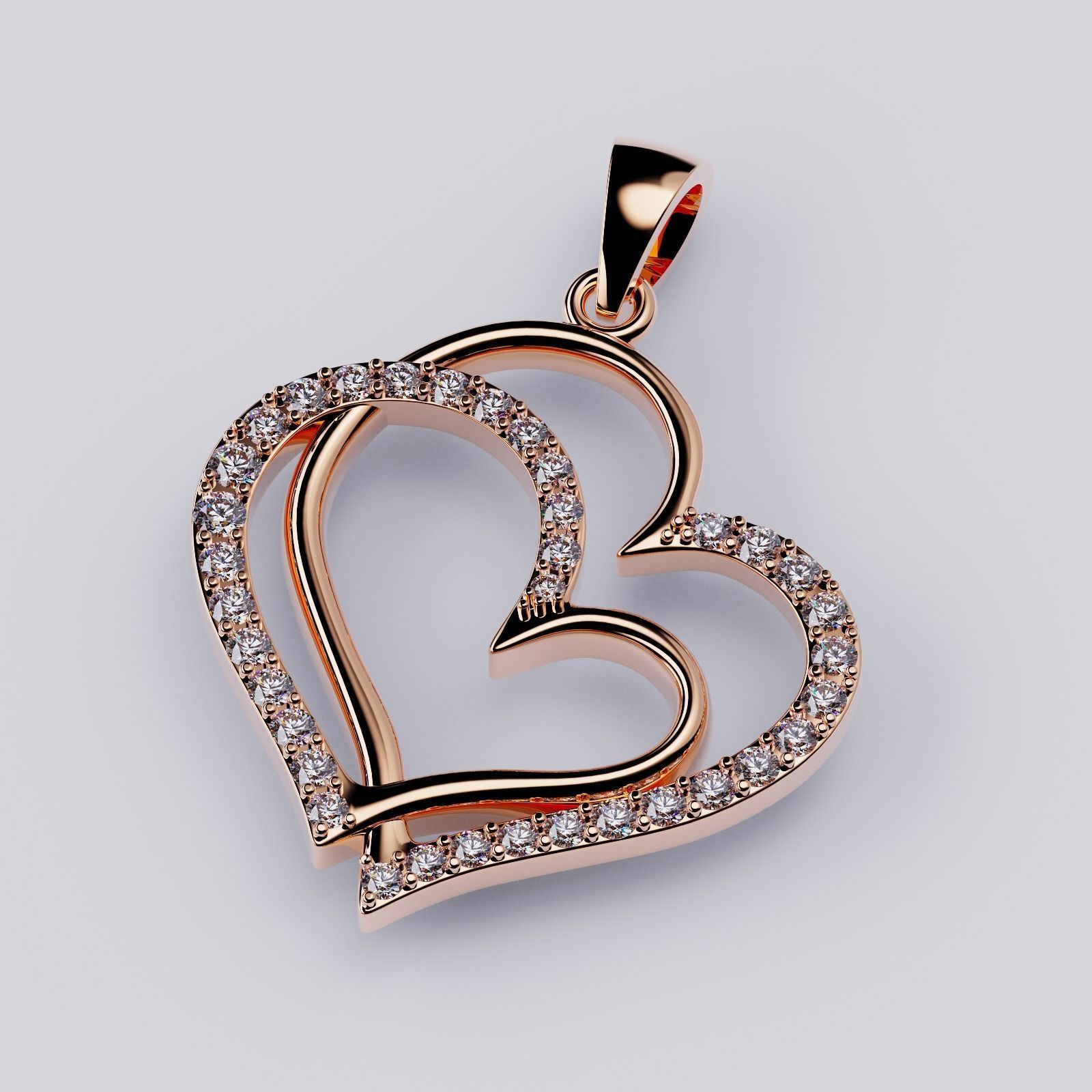 Pendant Heart Diamonds Style 10 3D print model_1