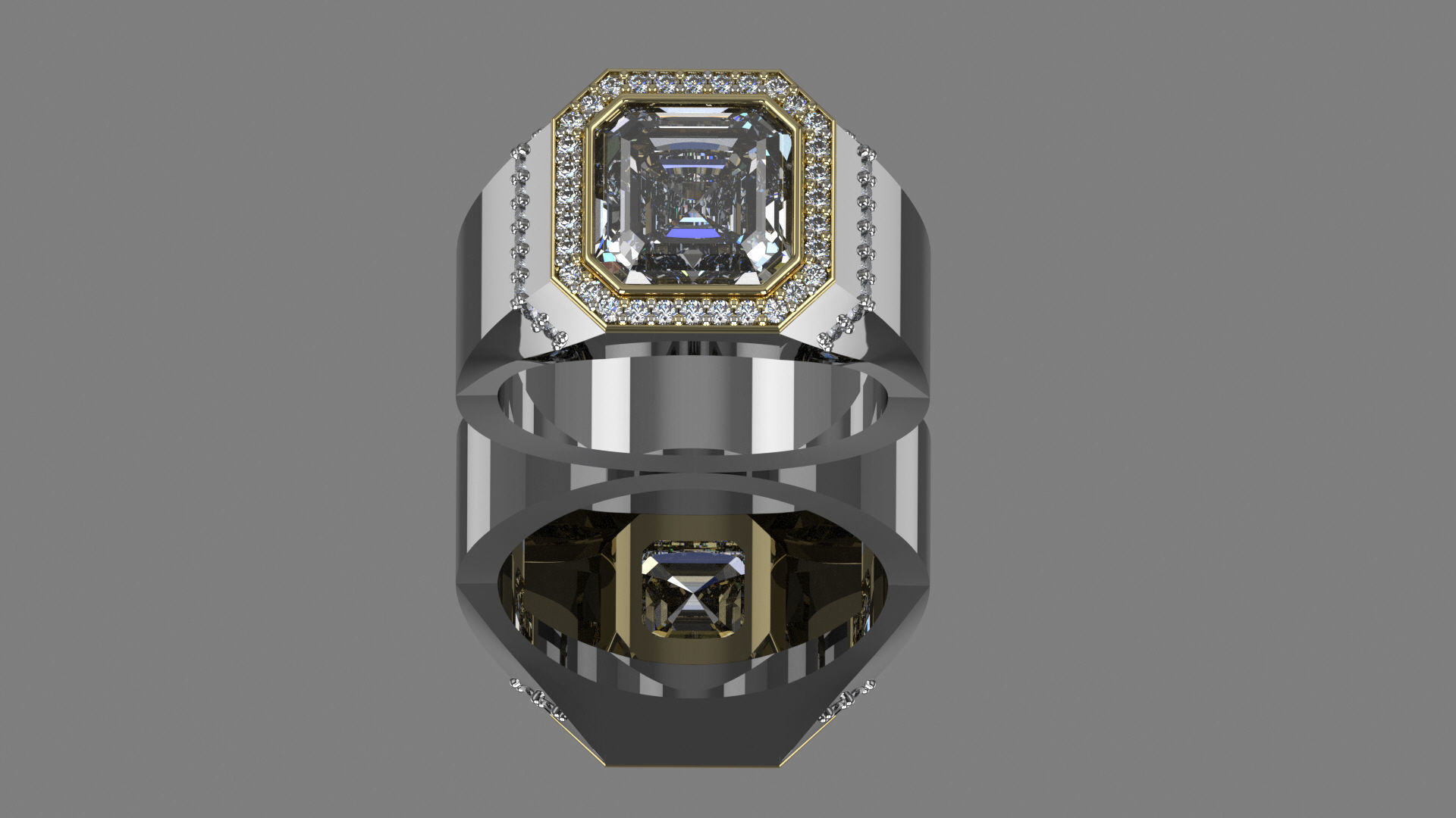Emerald Sqaure Ring- with diamonds 3D print model_2