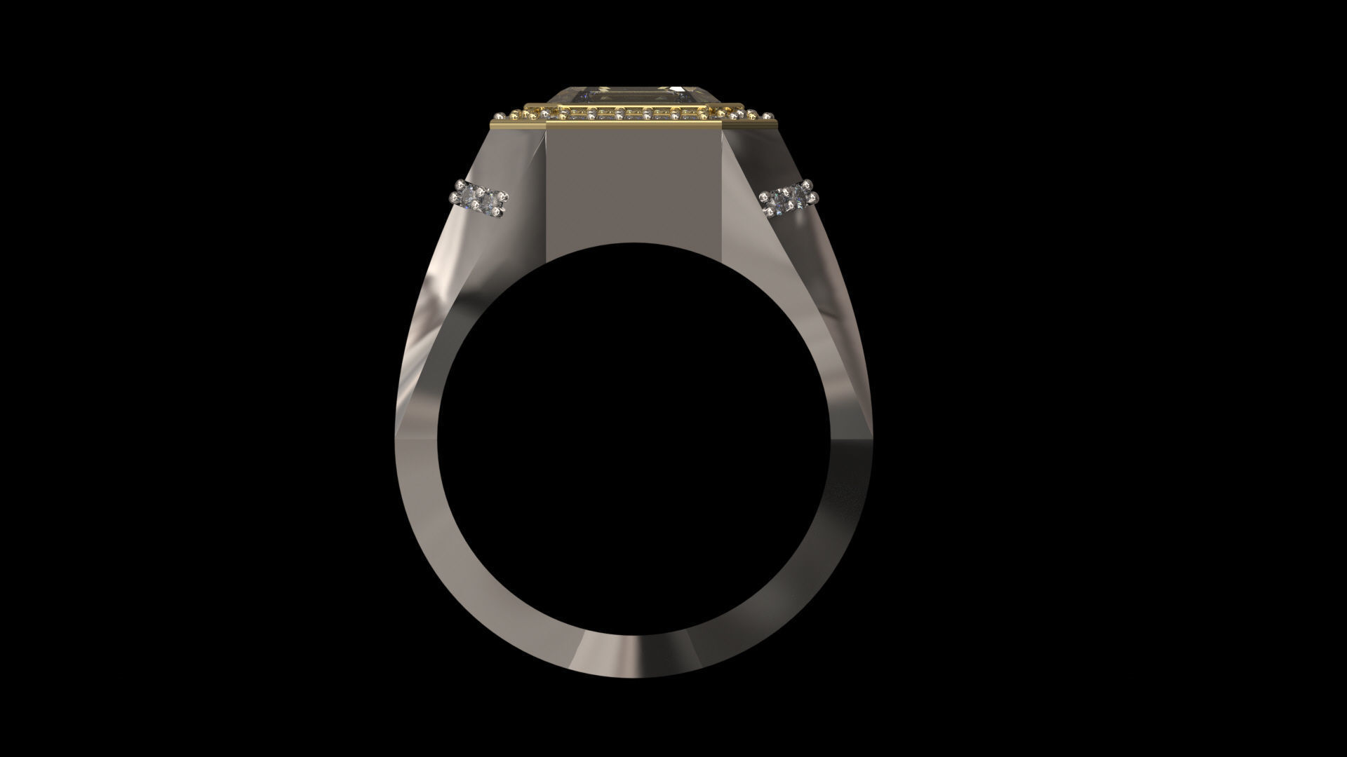 Emerald Sqaure Ring- with diamonds 3D print model_3