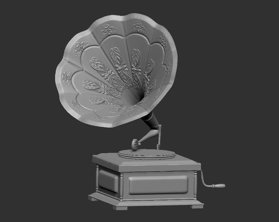 Phonograph gramophone Low-poly 3D model_5