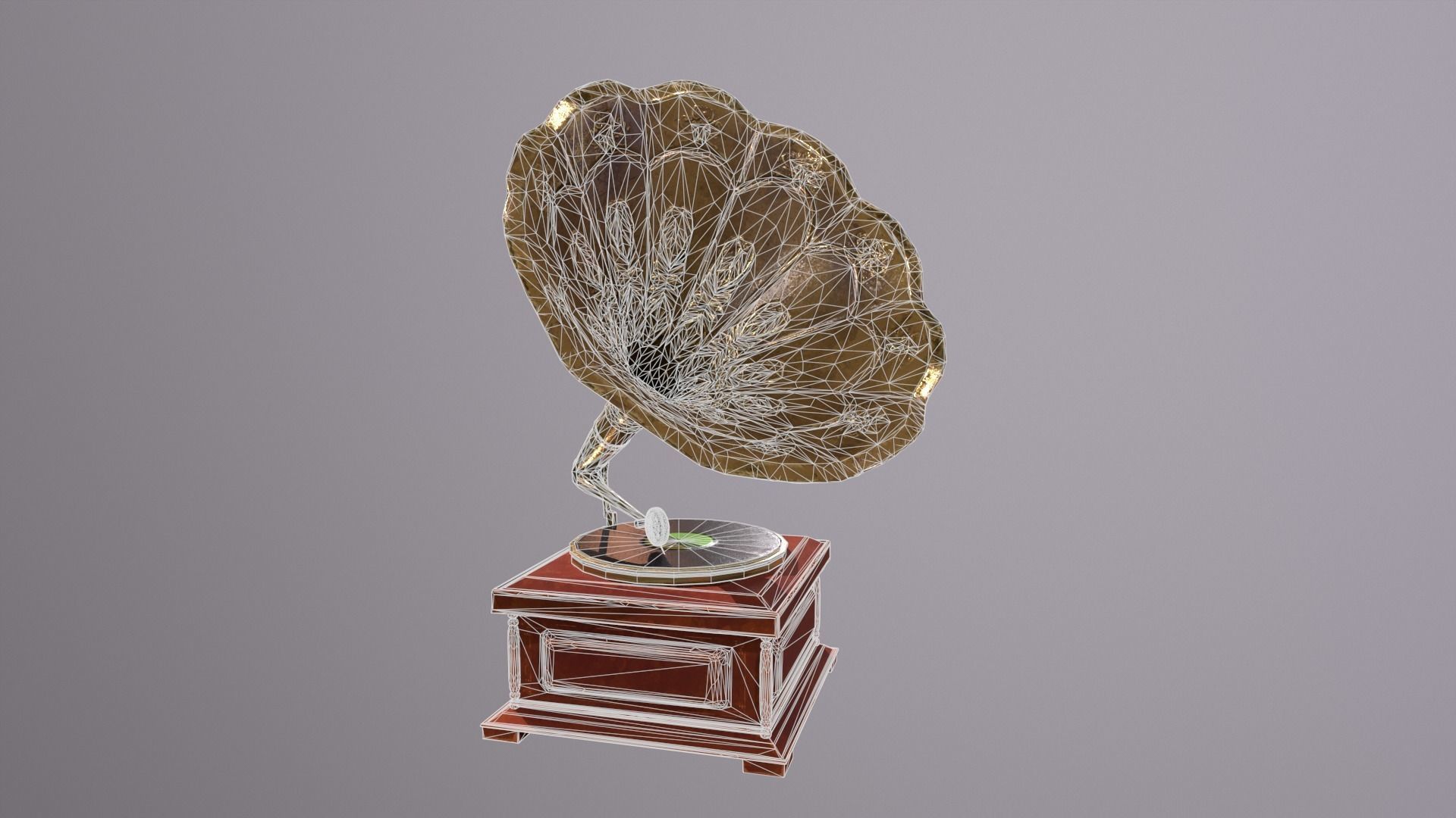 Phonograph gramophone Low-poly 3D model_2